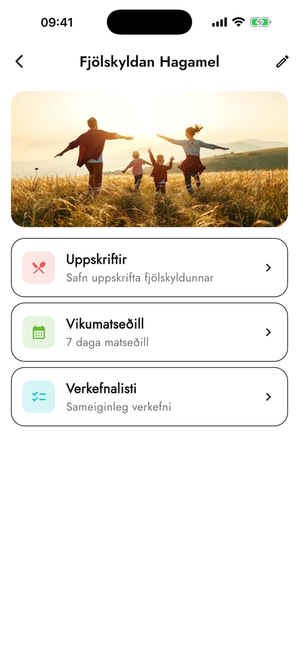 The family space in Plönum: recipes, weekly menu and tasks