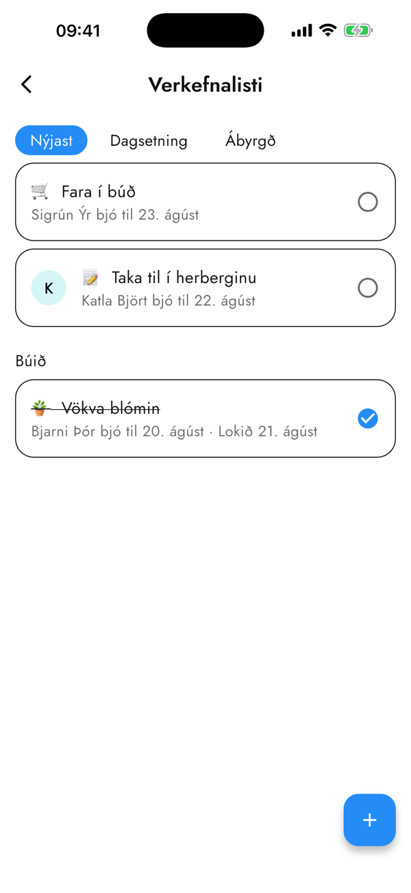 The family task list in Plönum
